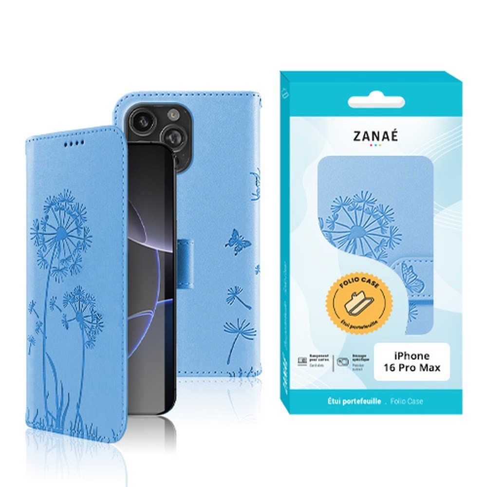 Etui Blowball bleu pour iPhone 16 Pro Max