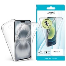 Coque 360 Transparente pour iPhone 17 vue de face et d'arrière