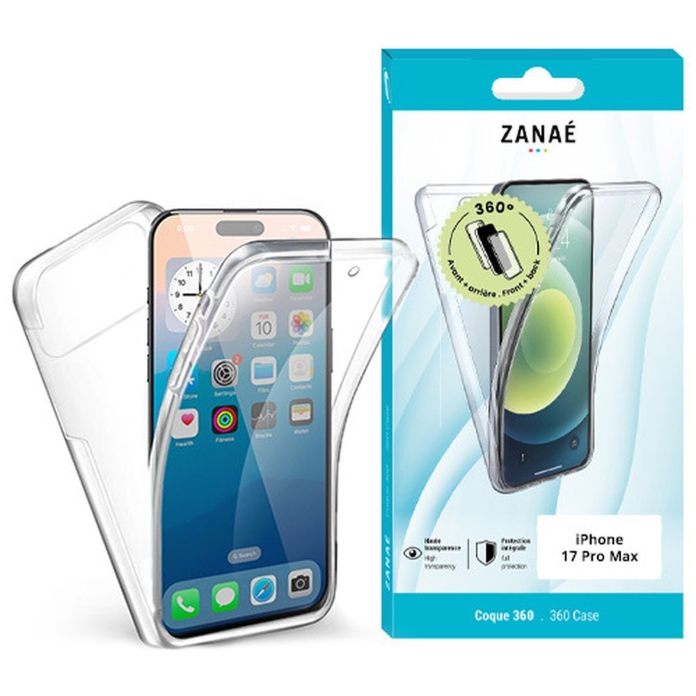 Coque 360 transparente pour iPhone 17 Pro Max