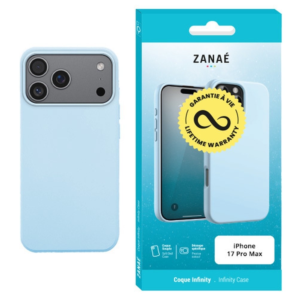 Coque Infinity bleu clair pour iPhone 17 Pro Max