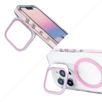 Vue de face de la coque rose Hooke MagSafe pour iPhone 13