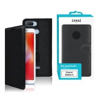 Étui portefeuille noir pour Xiaomi Redmi 6