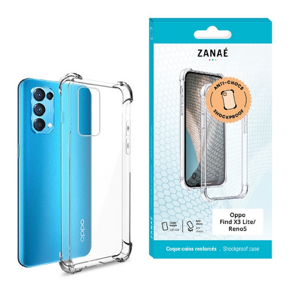 Coque silicone transparente renforcée pour Find X3 Lite et Reno5