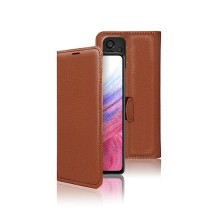 Vue de l'étui portefeuille Zanae marron pour Samsung Galaxy A53 5G