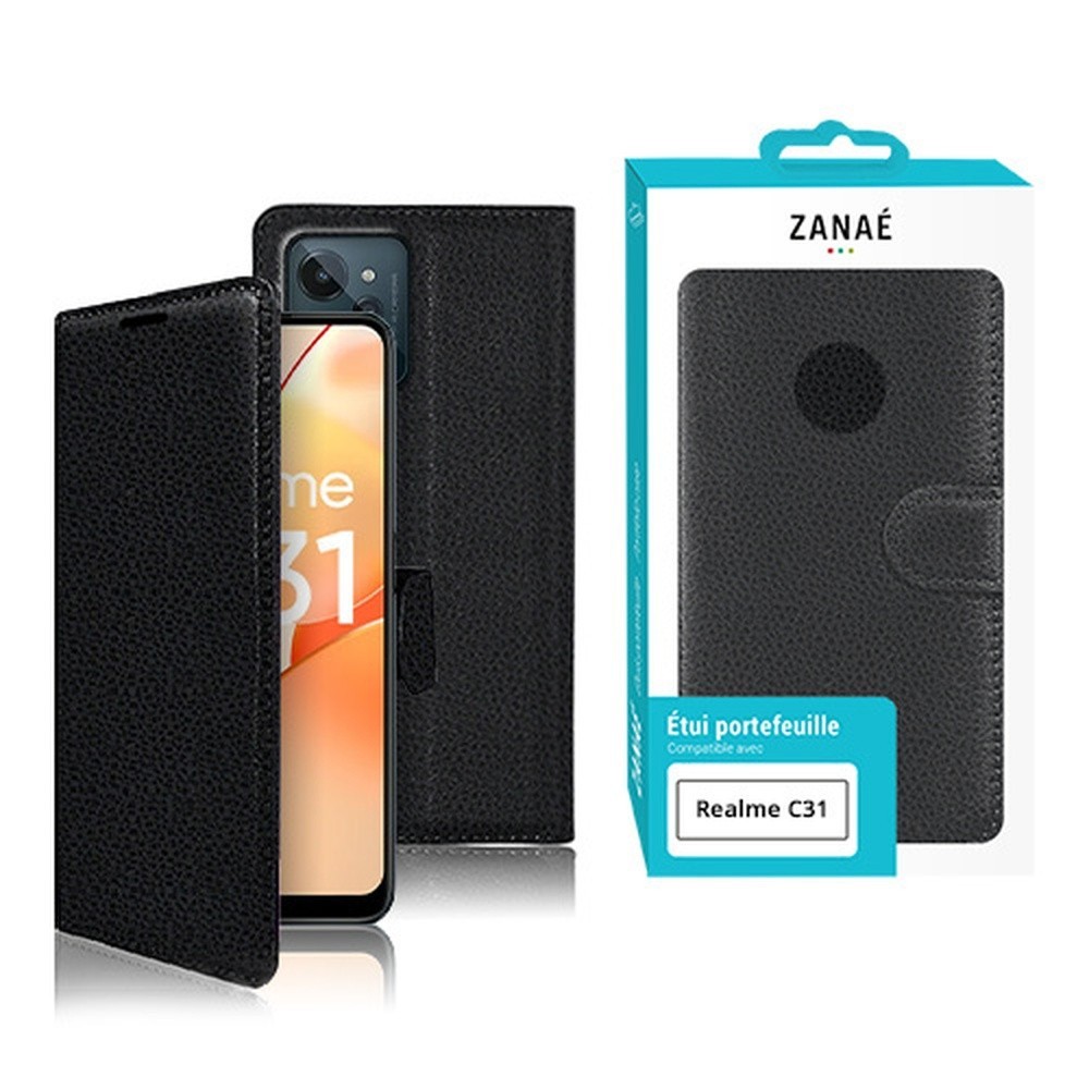 Etui Portefeuille Zanae Noir pour Realme C31