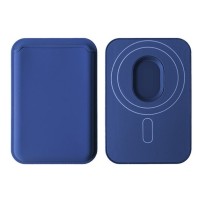 Porte carte MagSafe marine fixé à un iPhone.