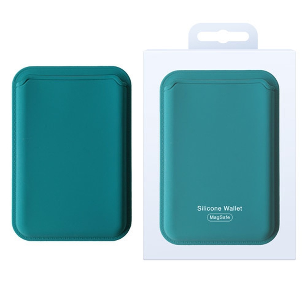 Porte carte MagSafe Vert fixé à un iPhone