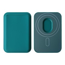 Porte carte MagSafe Vert fixé à un iPhone