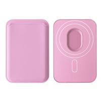 Porte carte MagSafe rose fixé à un iPhone