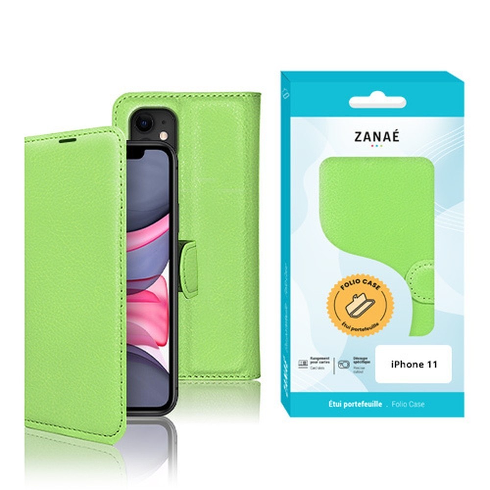 Etui Portefeuille Zanae Vert pour iPhone 11