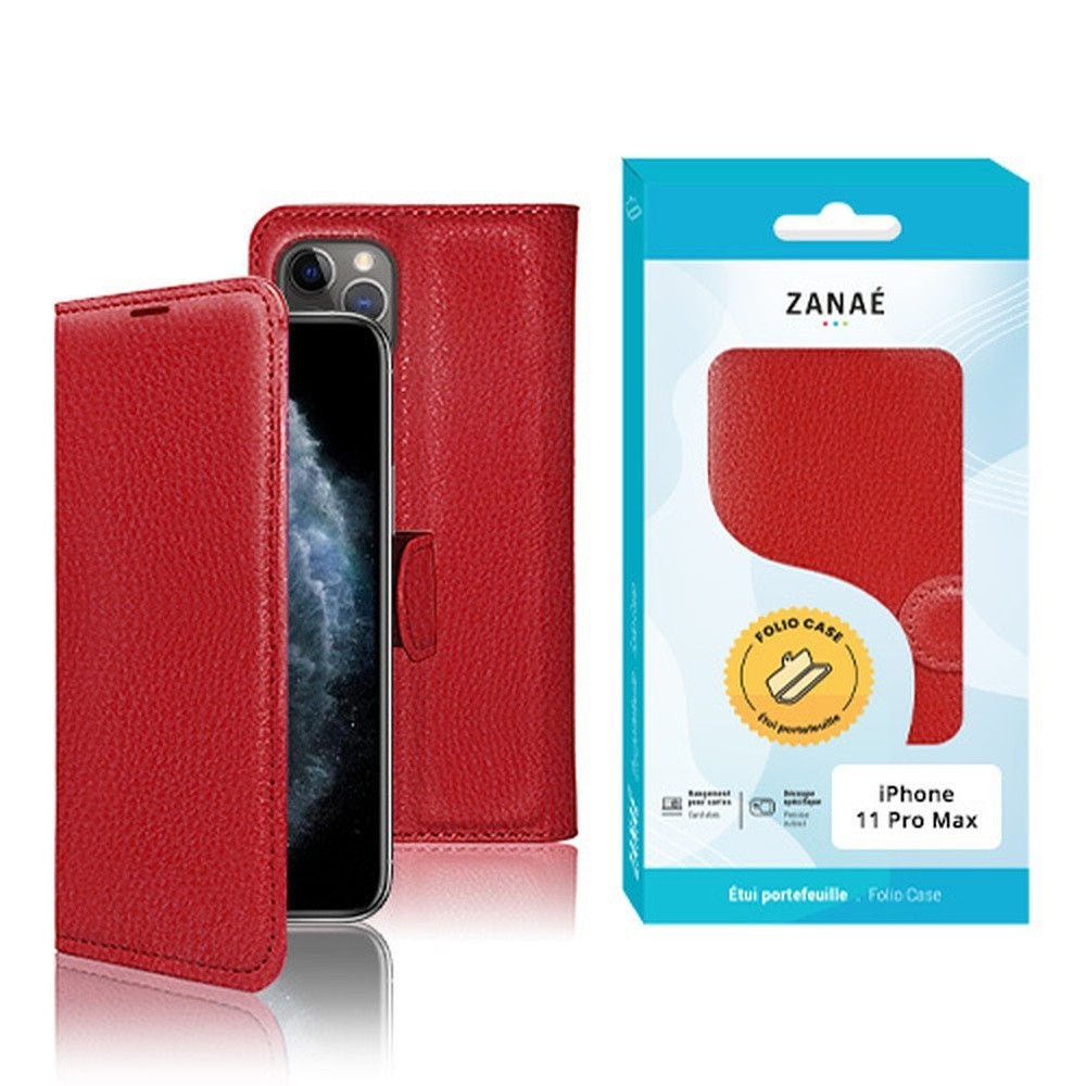 Étui portefeuille rouge pour iPhone 11 Pro Max