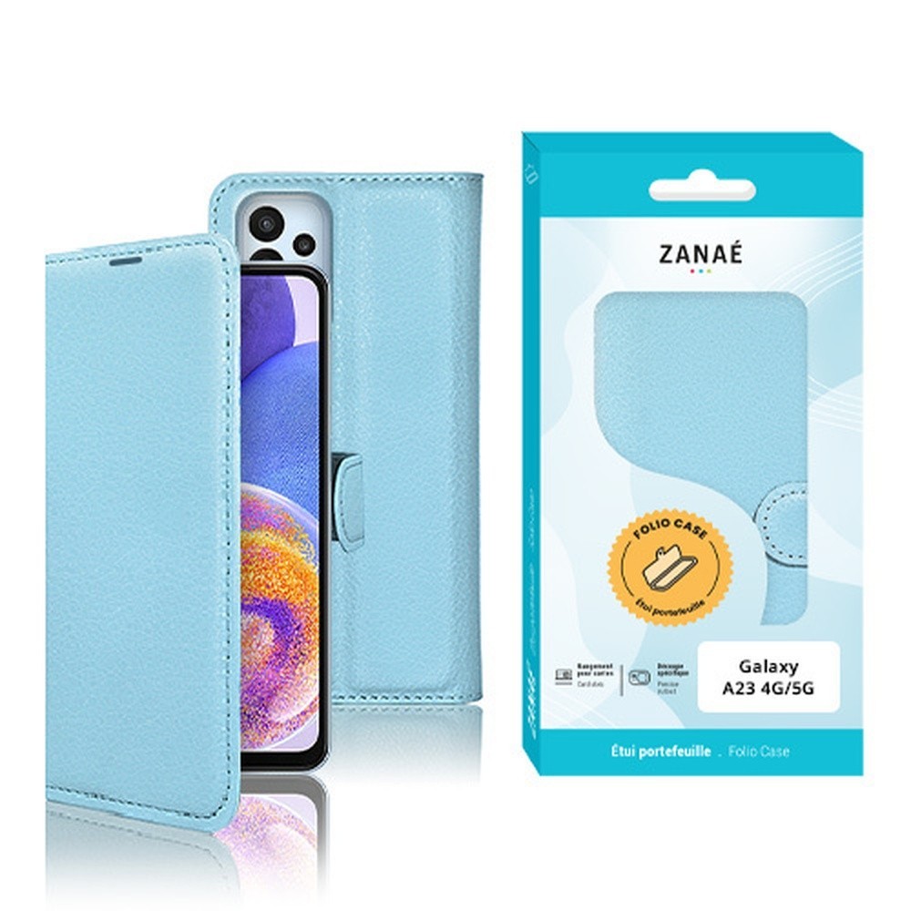 Etui Portefeuille Zanae bleu clair pour Samsung Galaxy A23 4G/5G