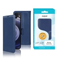 Etui portefeuille Zanae marine pour iPhone 12 et 12 Pro