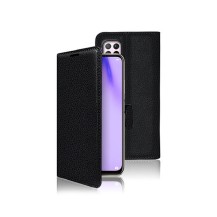 Etui Portefeuille Zanae noir à côté d'un Huawei P40 Lite