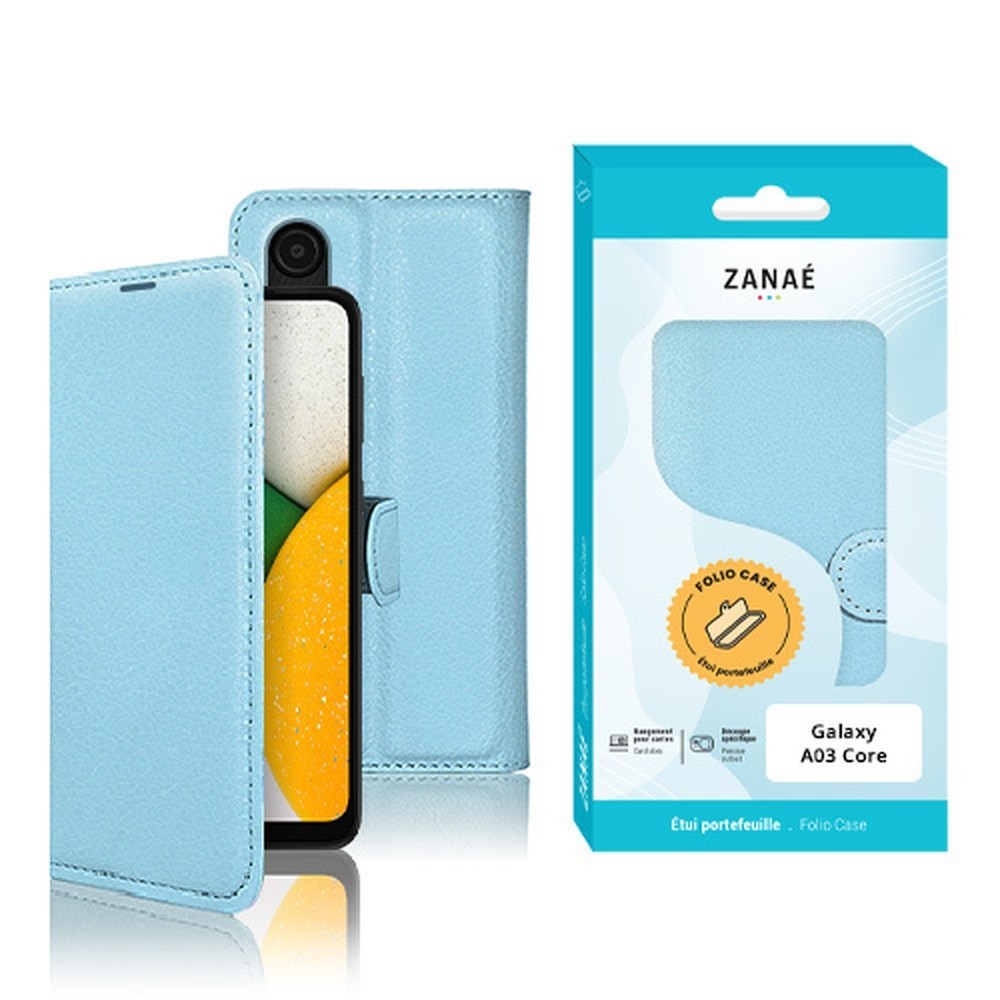 Étui Portefeuille Zanae bleu pour Samsung Galaxy A03 Core