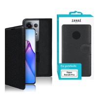 Étui Zanae Wallet pour Oppo Reno8 Pro en noir