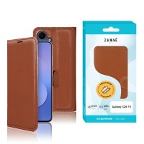 Étui portefeuille Zanae marron pour Galaxy S25 FE