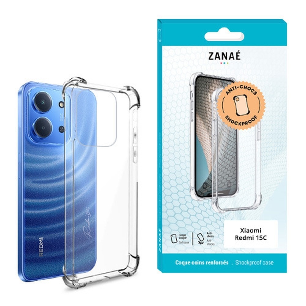 Coque silicone transparente avec coins renforcés pour Redmi 15C