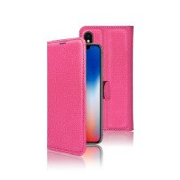Étui portefeuille Zanae fushia pour iPhone X/XS