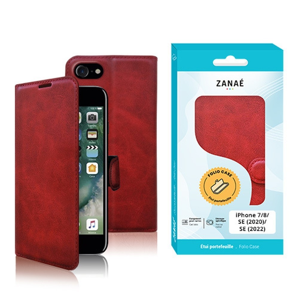 Etui portefeuille Zanae Columbia rouge pour iPhone