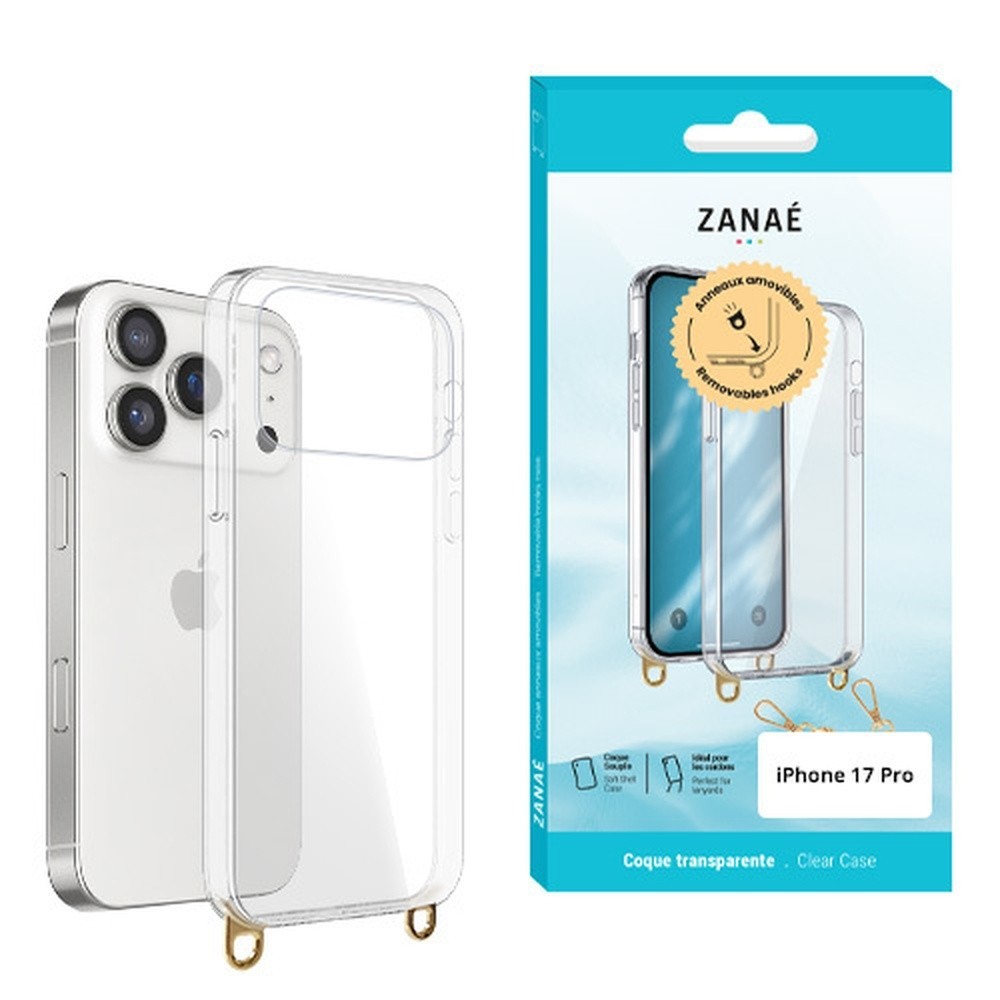 Coque transparente avec anneaux pour iPhone 17 Pro