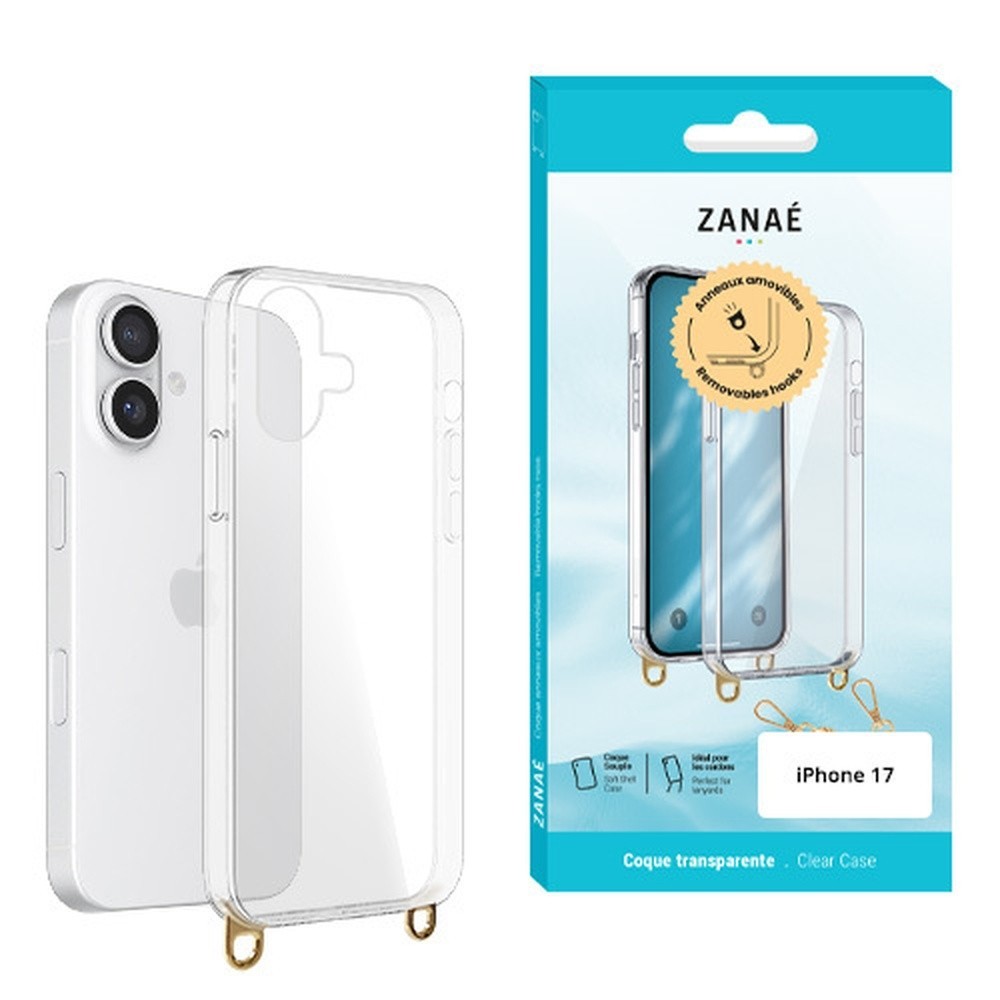 Coque transparente avec anneaux pour iPhone 17