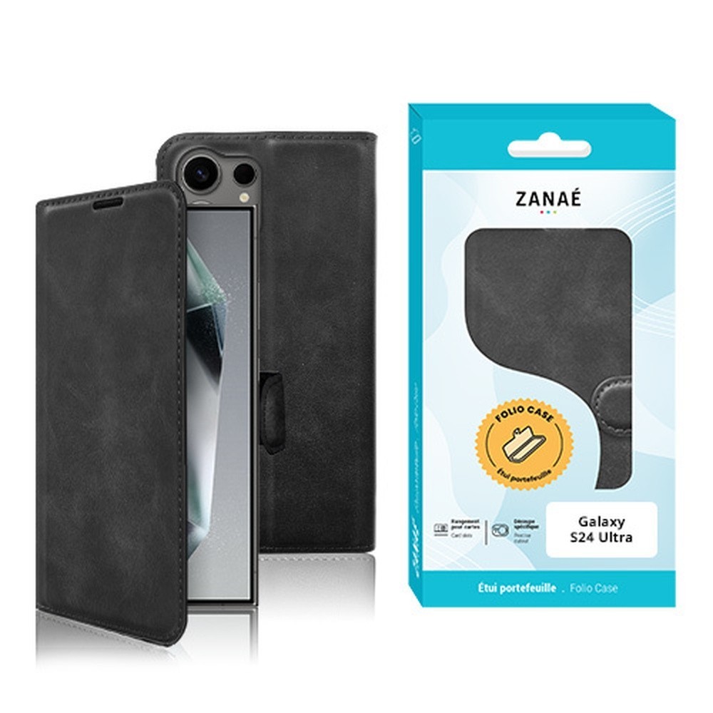 Etui Portefeuille Zanae Columbia pour Galaxy S24 Ultra Noir