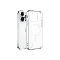 Coque MagSafe transparente pour iPhone 14 Pro montrée sur un fond blanc