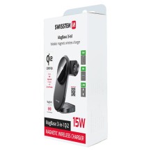 Support smartphone pliable noir pour bureau avec charge MagSafe & Qi2