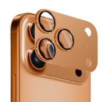 Verre trempé caméra effet métal pour iPhone 17 Pro Max en couleur orange