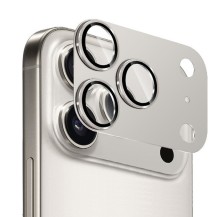 Verre trempé caméra effet métal pour iPhone 17 Pro Max couleur silver