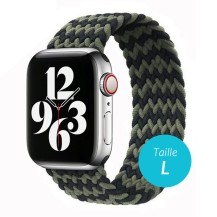 Bracelet en nylon tressé Vert Noir pour Apple Watch