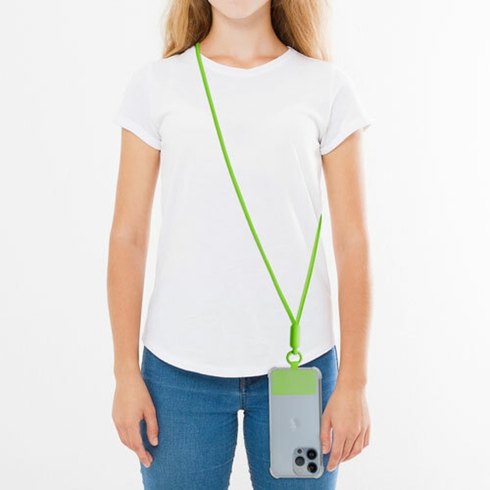 Cordon universel Color Block Vert Fluo en utilisation