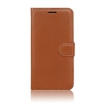 Étui portefeuille marron pour Redmi 15 avec rangement cartes et fonction stand