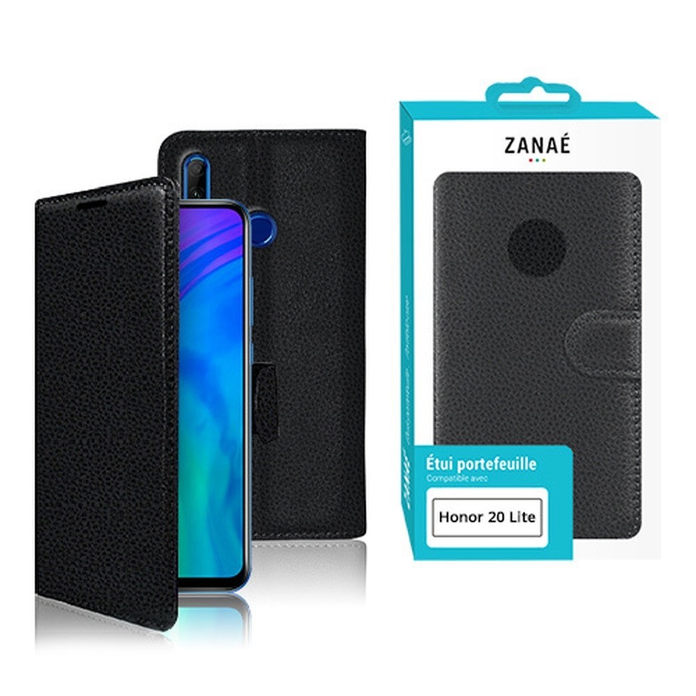 Etui Portefeuille Zanae noir pour Honor 20 Lite