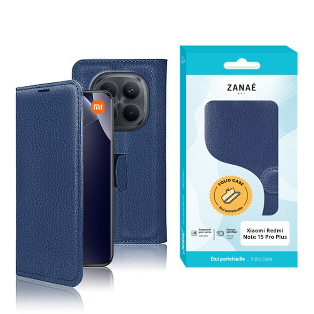 Etui Portefeuille Zanae pour Redmi Note 15 Pro Plus marine