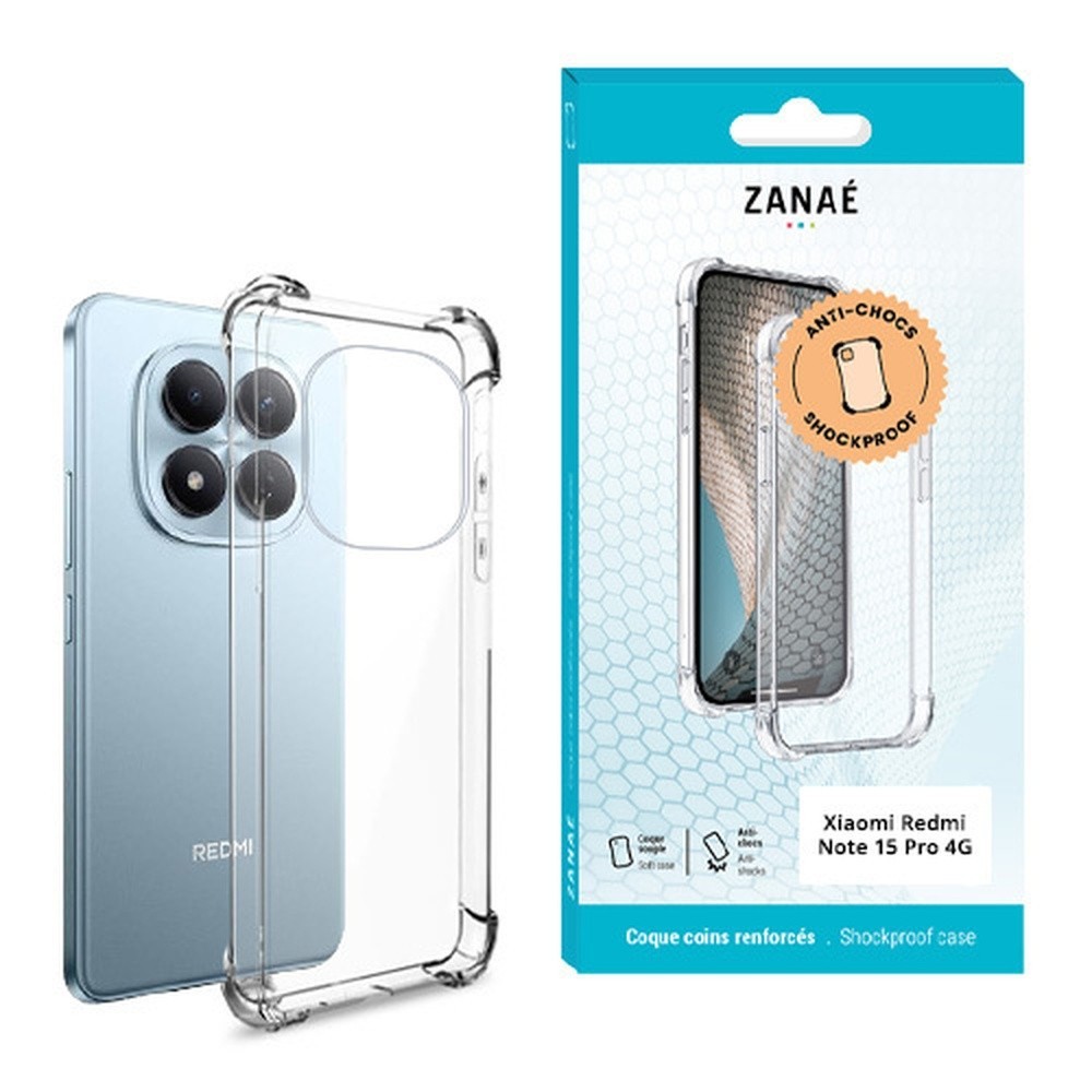 Coque silicone transparente avec coins renforcés pour Redmi Note 15 Pro 4G