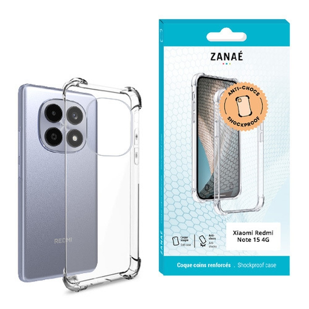 Coque silicone transparente pour Redmi Note 15 4G avec coins renforcés