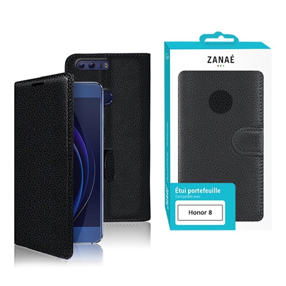 Etui portefeuille noir pour Huawei Honor 8