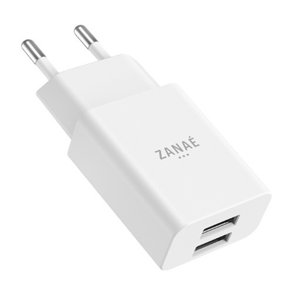 Chargeur mural USB blanc avec 2 ports