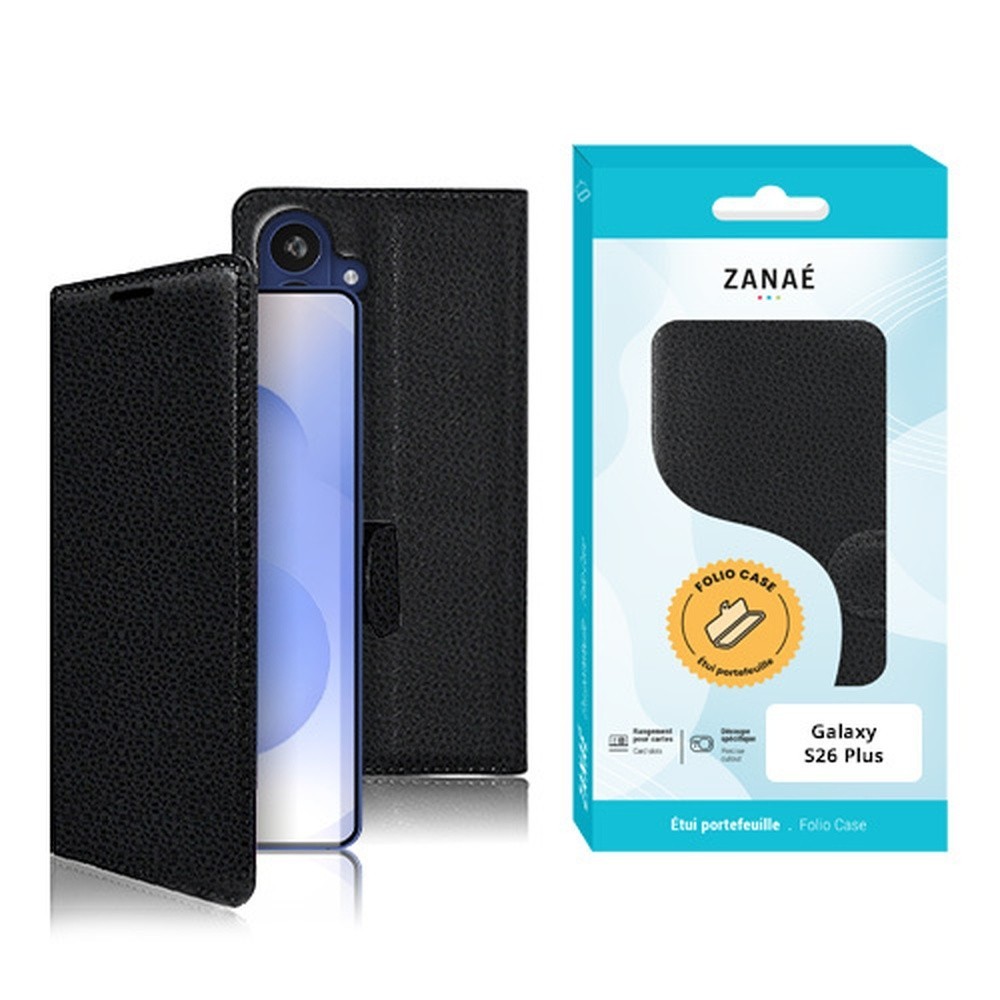 Etui Portefeuille Zanae noir pour Galaxy S26 Plus