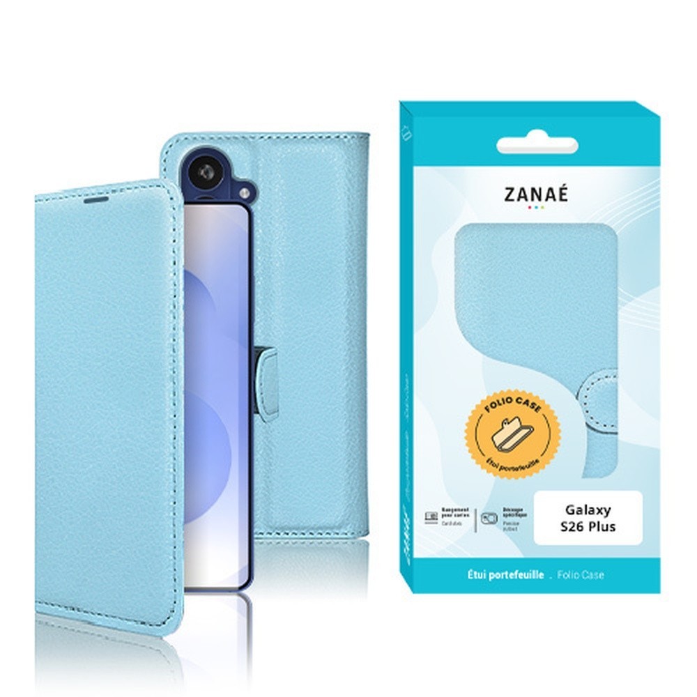 Étui Portefeuille Zanae pour Galaxy S26 Plus bleu clair