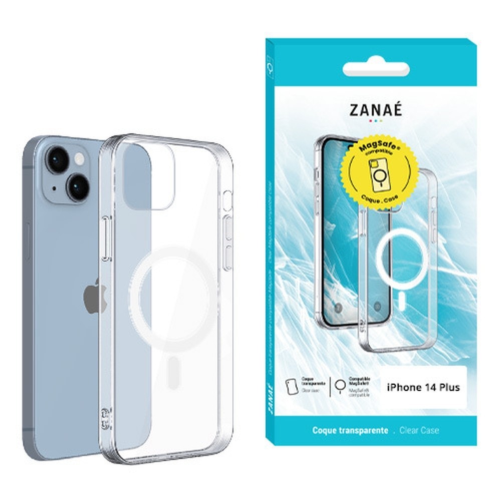 Coque transparente compatible MagSafe pour iPhone 14 Plus