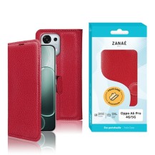 Vue avant de l'étui portefeuille Zanae rouge pour Oppo A6 Pro