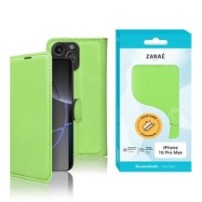Etui Portefeuille Zanae vert pour iPhone 16 Pro Max avec rangement cartes