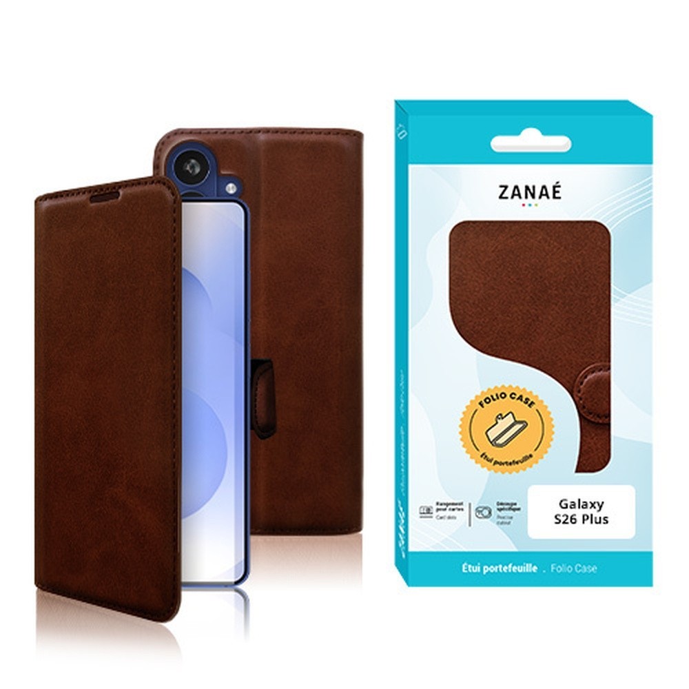 Portefeuille Zanae Columbia marron pour Galaxy S26 Plus