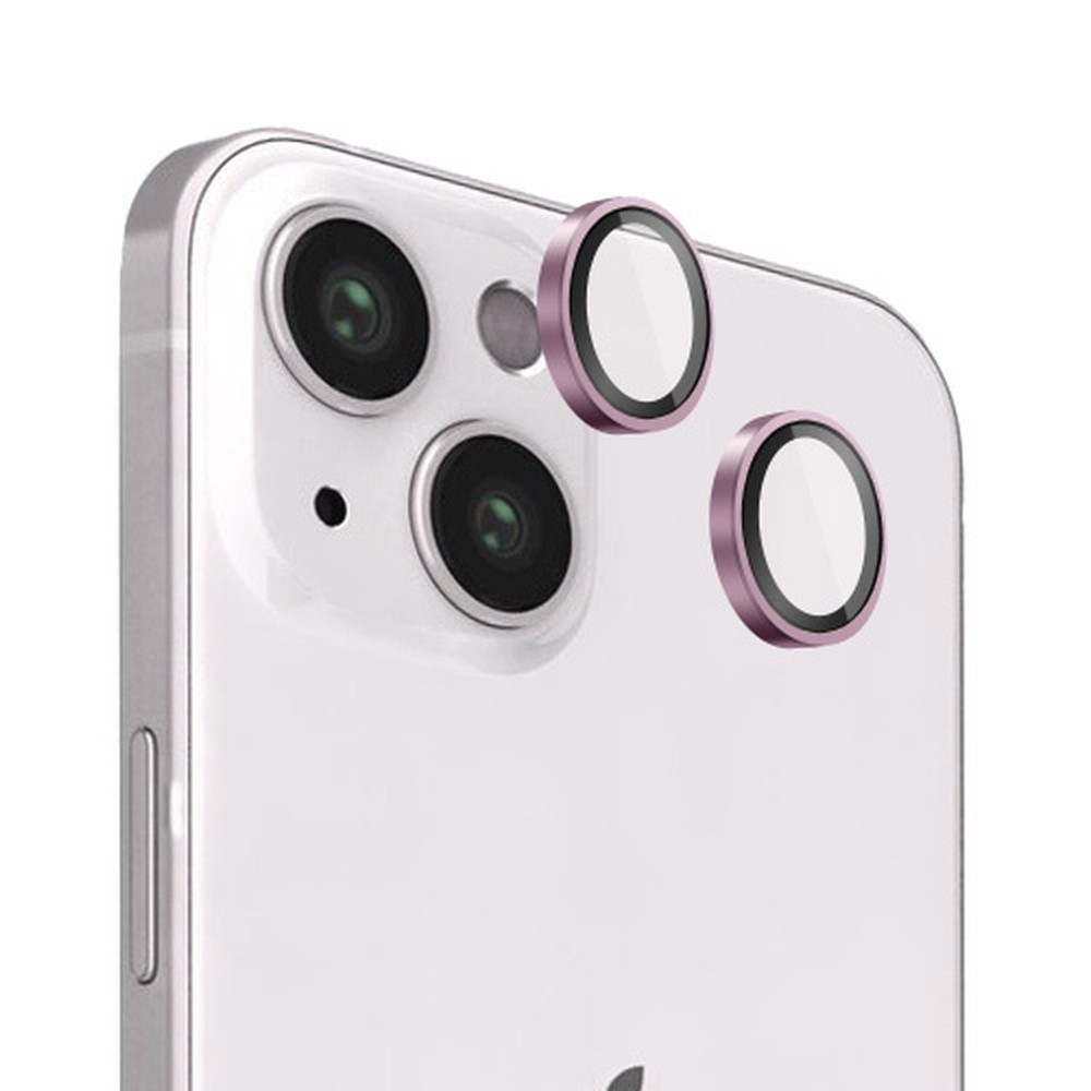 Verre trempé caméra rose compatible iPhone 13