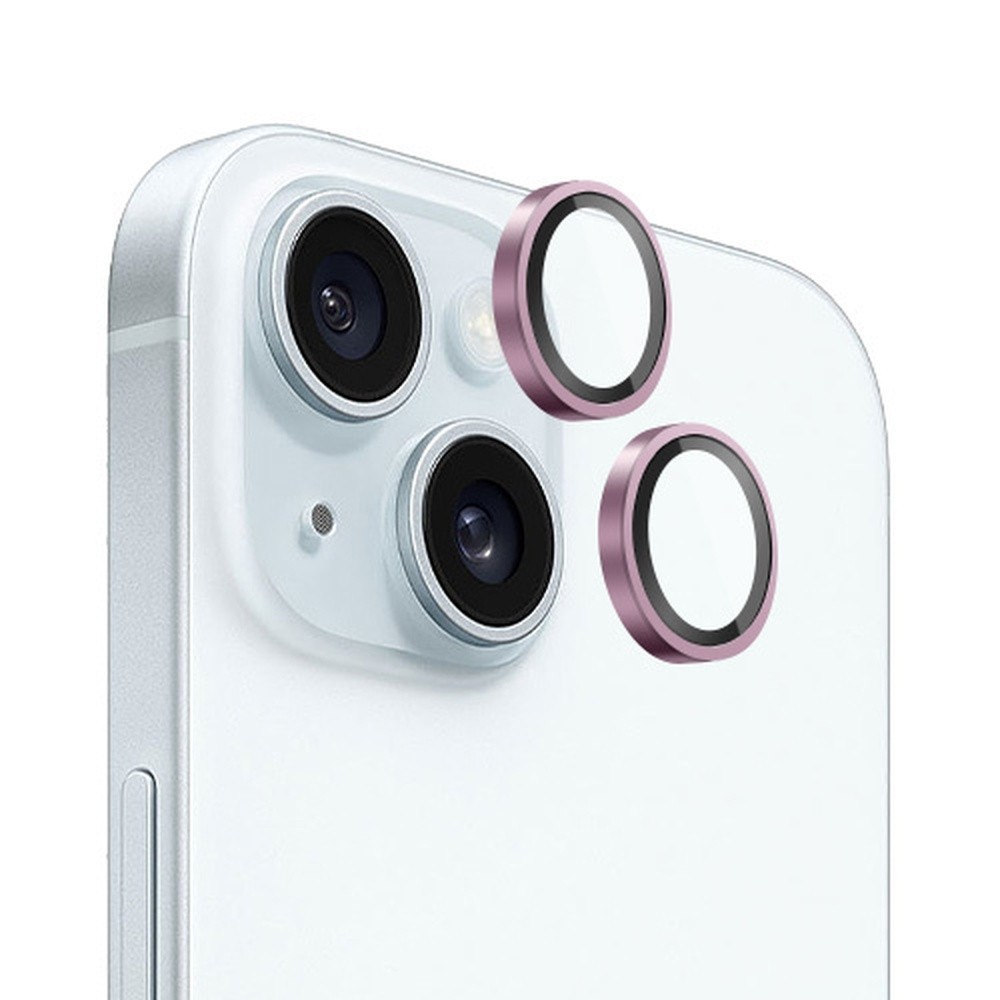 Verre trempé caméra rose pour iPhone 14 et 15