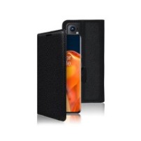 Vue de face de l'étui portefeuille Zanae pour OnePlus 9 Pro Noir