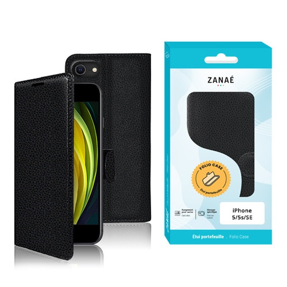 Etui portefeuille noir pour iPhone 5/5s/SE